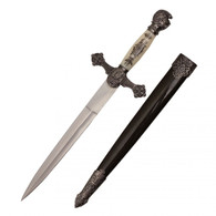 13.75" Scrimshaw Designed Mason Knights of Templar Knights Historic Dagger