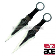 7.5" Set of 2 Black Wrapped Kunai Knives