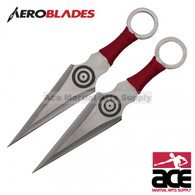7.5" Set of 2 Red Wrapped Kunai Knives