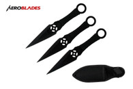 6.5" Set of 3 Black Ninja Kunai Knives