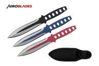 6.5" Set of 3 Throwing Knives (Black/Blue/Red)