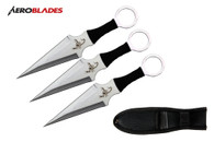Set of 3 9" Scorpion Cord-Wrapped Throwing Knives (Chrome)