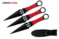 Set of 3 9" Cord-Wrapped Target Throwing Knives (Black)