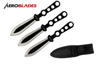 Set of 3 6.5" 4-Hole Throwing Knives (Black)