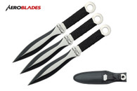 Set of 3 9" Cord-Wrapped Throwing Knives (Black)