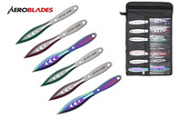 12 Piece 9" Star War Two Toned Colored Blades Throwing Knives Set With Case
