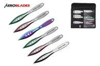 6 Piece 9" Star War Two Toned Colored Blades Throwing Knives Set With Case