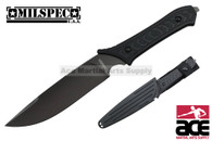 11.5" 440 Titanium Blade Survival Tactical Knife with Rubber Handle ABS Sheath