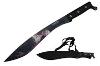 18.5" Zombie Picture Bladed Machete With Black Handle And Black Nylon Sheath