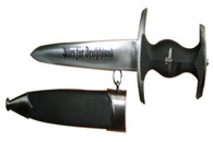 Black And Chrome German Dagger With Writing On The Blade