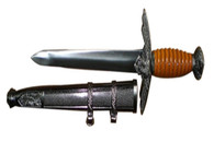 Chrome German Dagger With Yellow Handle And Steel Scabbard