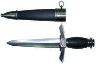 Black Handle German Dagger With Black Scabbard