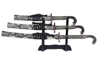 Mini Cobra Sword Set 3 Pieces With Wooden Display Stand