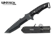 18" Tactical hunting knfie, black blade, black handle