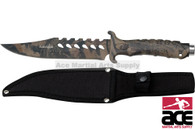 11" Military US Marine Survival Tactical Knife Camo Sawtooth Blade with Sheath