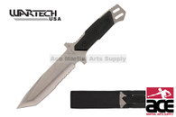 12" Wartech USA Tactical Knife with ABS Handle and Sheath - Silver Blade