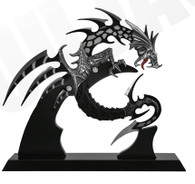 10" Multi-Bladed Dragon Knife With Wooden Display Base
