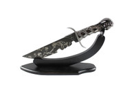 13" Skeleton Designed Dagger With Mural On Blade And Display Stand
