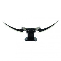 11" Double Bladed Knuckles Black With Wooden Display Stand