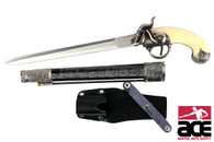 15" Civil War Flintlock Pistol Dagger with Scabbard & Belt Frog