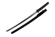 40" Black Dragon Katana With Steel Accents And Wooden Display Stand