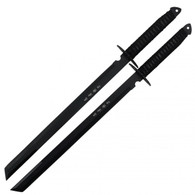 28" Full Tang Black Double Ninja Combat Sword With Sheath