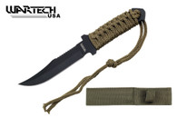 7.75" Corded Scorpion Hunting Knife w/ Fire Starter (Black)