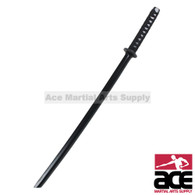 39" Practice bokken. Hardwood with black finish. Black nylon wrapping with guards and rubber spacer.