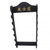Displays up to 6 swords. Wood w/ black finish. Kanji design in gold highlights. Wall-mountable