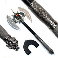 25" Death's Head Skull Fantasy Battle Axe Sharp Blade With Plaque Brand New