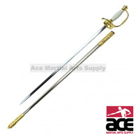 34" Gold And White Handle American Revolutionary War Sword With Scabbard
