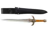 CTFS Dagger With Wood Color Handle And Brass Accents With Wooden Display Stand