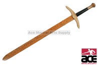 44" Wooden Practice Sword Long With Black and Red Handle