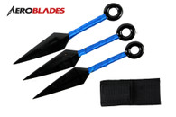 3pc set black kunai with blue cord