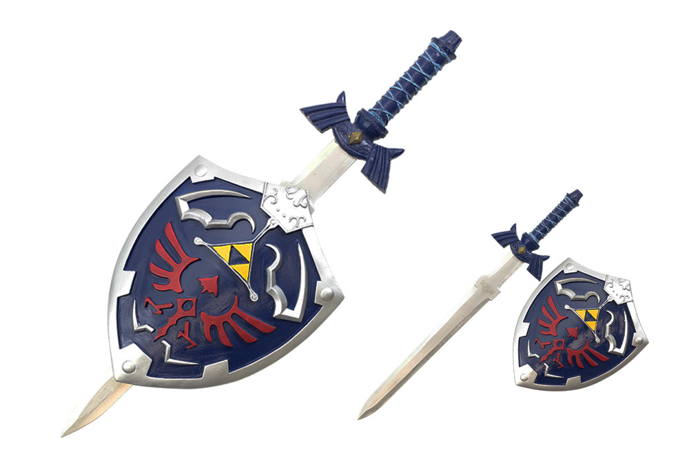 New Zelda Link's Hylian Shield and Master Sword Wall Display 