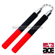 Black & Red Dragon II Foam Padded Nunchuck with Chain