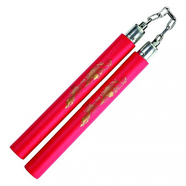 NEW RED FOAM PADDED DRAGON NUNCHUCK NUNCHAKU WITH CHAIN TOY MARTIAL ART 