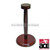 Helmet display stand. Wood with brown finish. 11" Height. Circular base and platform. Table top display