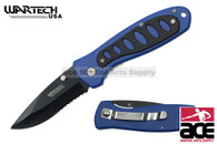 8"POCKET KNIFE W/CLIP, 3" BLACK BLADE W/ BLUE & BLACK HANDL