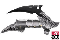 5" FINGER CLAW 3" BLACK BLADE SILVER HANDLE W/ KNIFE