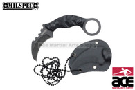 4.5" Black Karambit Tactical Stone Neck Knife With g10 Handle and Sheath