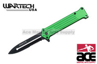 8" Green Joker Spring Assisted Pocket Knife With Half Serrated Blade
