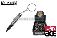 12 Piece Pistol Bullet Knife Display w/ Keychain (Silver)
