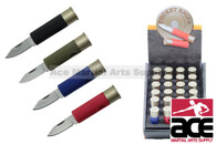 24 Piece Shot Gun Shell Bullet Knives With Display Case Assorted Colors