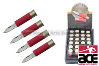 24 Piece Shot Gun Shell Bullet Knives With Display Case (Red)