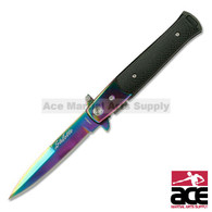 TAC FORCE TF-428RB 8.5" RAINBOW STILETTO SPRING ASSISTED FOLDING KNIFE
