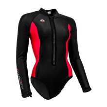 SHARKSKIN CHILLPROOF LONG SLEEVE STEP-IN - WOMENS BLACK/RED