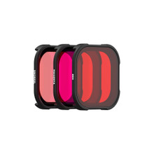 The DiveMaster 3-Pack Filter Kit for the GoPro® HERO9® Black Protective Housing delivers vibrant colors to your photos and videos when diving in blue, green, or shallow waters. Quickly and securely switch between red, magenta, or snorkel filters; allowing you to capture precise color based on your dive location and conditions. This set features a slide-on design with provided tethers for added security. Included is a hard-shell protective case to transport your filters to your next dive adventure.