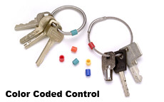 Color Coded Control:
Also available, five options of color coding tags that slip easily over the rings providing unique identification and key separation.

Colors: Red, Orange, Yellow, Green, Blue, and Assorted (Orders Come in Packages of 50)