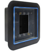 Camden CM-55B FLUSH BOX (Illuminated Blue Only). Standard Depth, flame/Impact resistant black polymer (ABS) 6 1/2"W X 6 1/2"H X 2"D. For use with CM-45/46 Series.